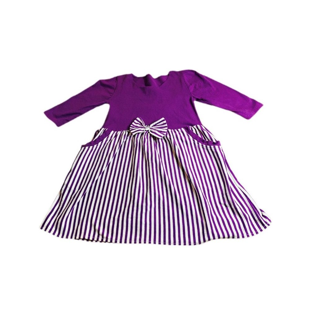 Essentially Dolls Purple Stripe Dress Bow Girls 8